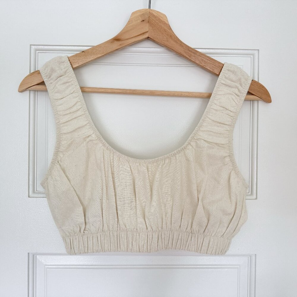 OZMA of California Sophie Crop Top in Natural Silk Noil